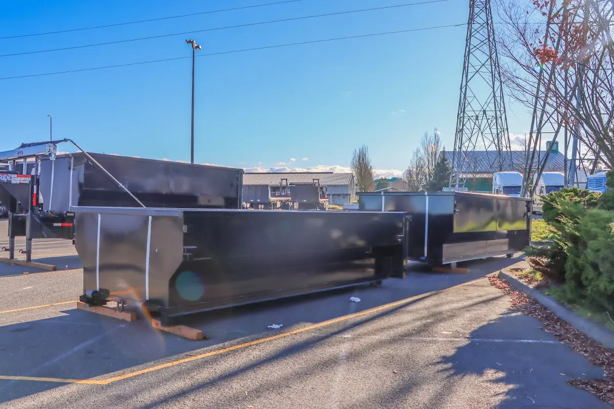 Roll-off dumpster ready for waste disposal at job site for Yard Waste Dumpster Rental in Chesterfield
